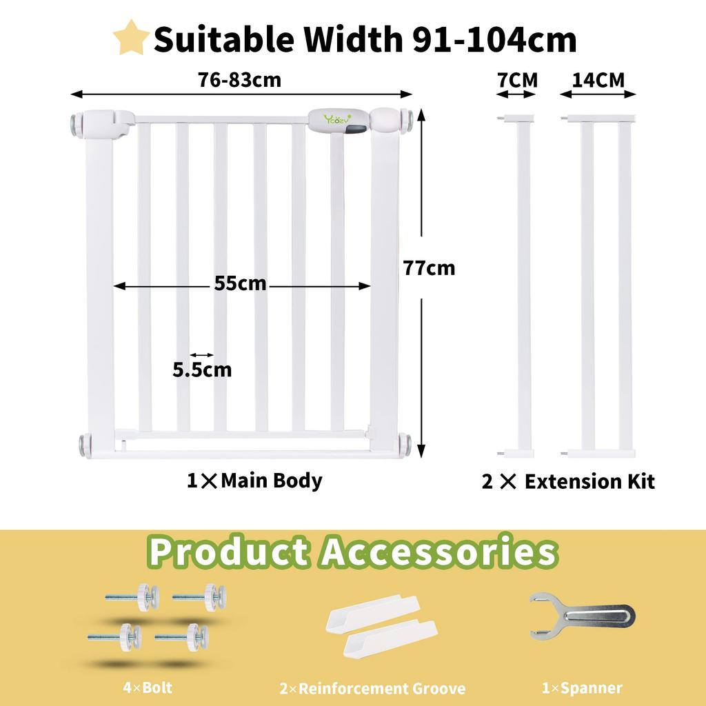 Ycozy BabySafe Детские ворота Лестница Инновационные защитные ворота Дети Ворота для домашних животных Автоматически закрывающиеся детские ворота Детское ограждение Натяжной тип Детское ограждение с