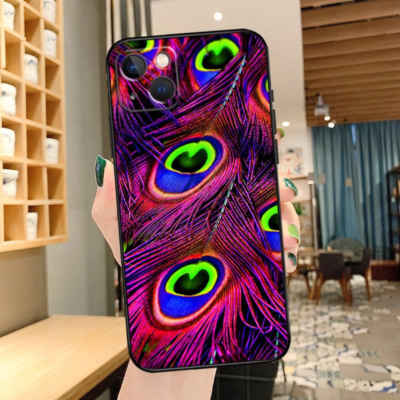 Peacock Feathers Phone Case For iPhone 16 17 Pro Max 15 14 13 11 12 Pro Max mini 15 16 Plus 16e 17 Air Cover