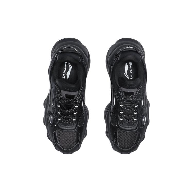 Li Ning CF Инопланетный Секрет Шелковый Путь Нескользящие, Износостойкие, Дышащие Низкие Кроссовки на Толстой Подошве Мужские Черные AGLQ181-4