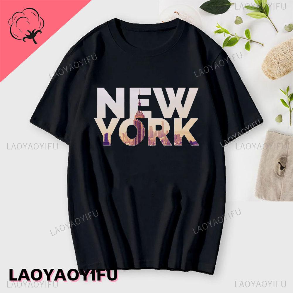 I Love New York Unisex's Cotton T Shirt NY Heart Souvenir Funny T Shirt Fashion Gift Comics Classic Apparel Streetwear Short-sleev Unisex