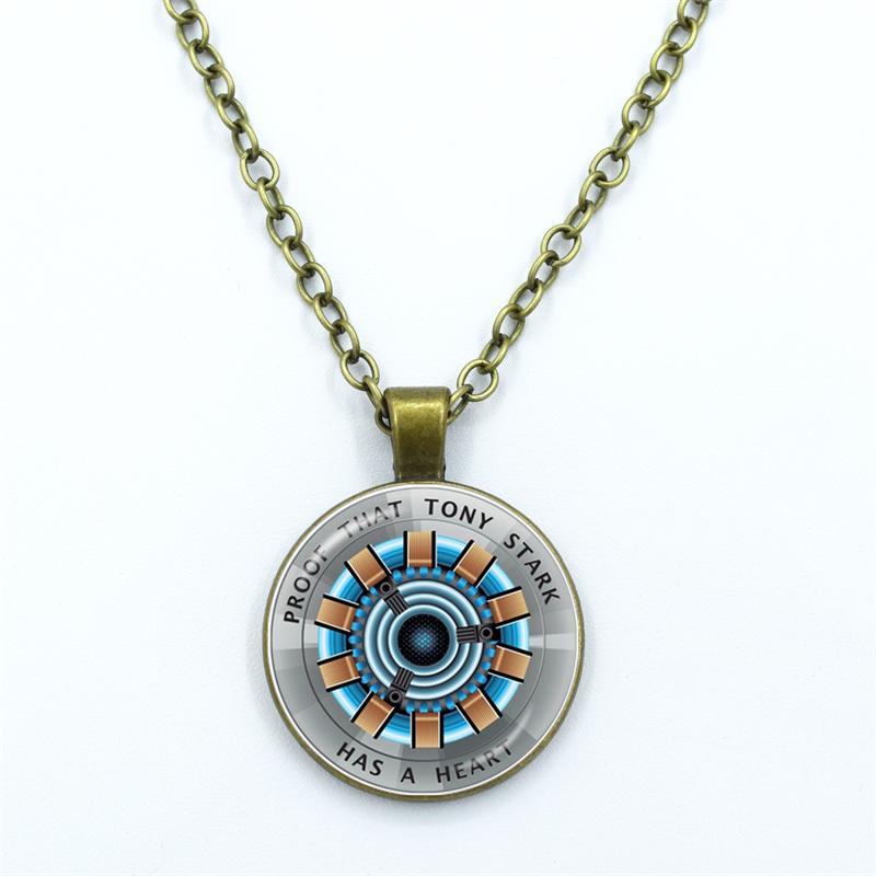 New Arrival Necklace Jewelry Proof That Tony Stark Has A Heart Glass Cabochon Pendant Chain Necklace Men Women Birthday Gift