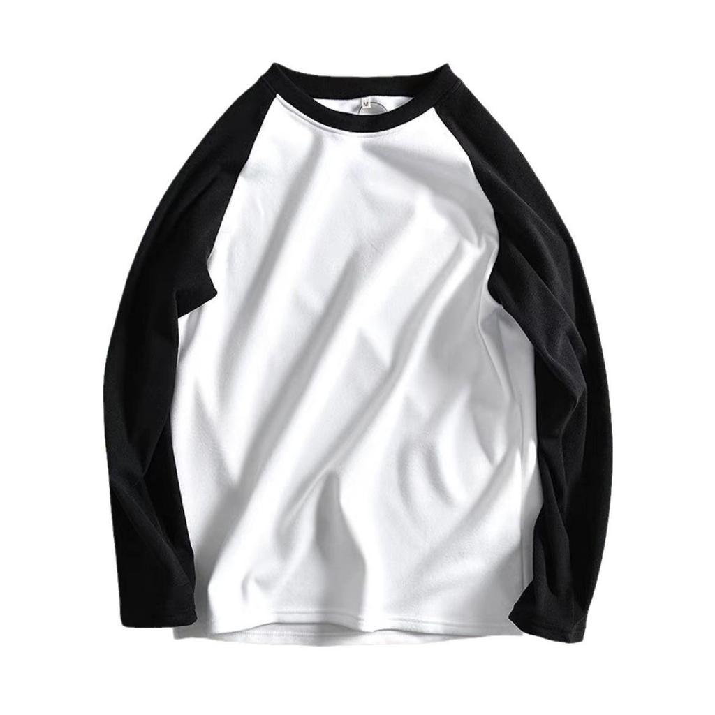 Мужская приталенная рубашка из немецкого бархата с рукавами реглан - Круглый вырез, Теплая осенне-зимняя, Контрастные цвета, Модный бренд.