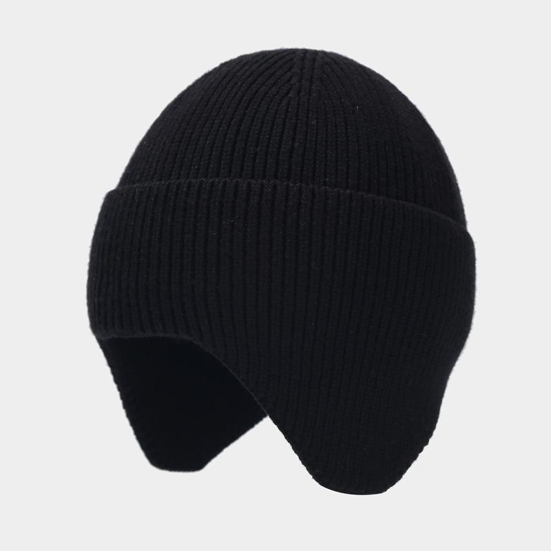 Autumn and winter new outdoor cold-proof ear protection knitted hat men's and women's simple solid color dome pullover hat warm hat tide
