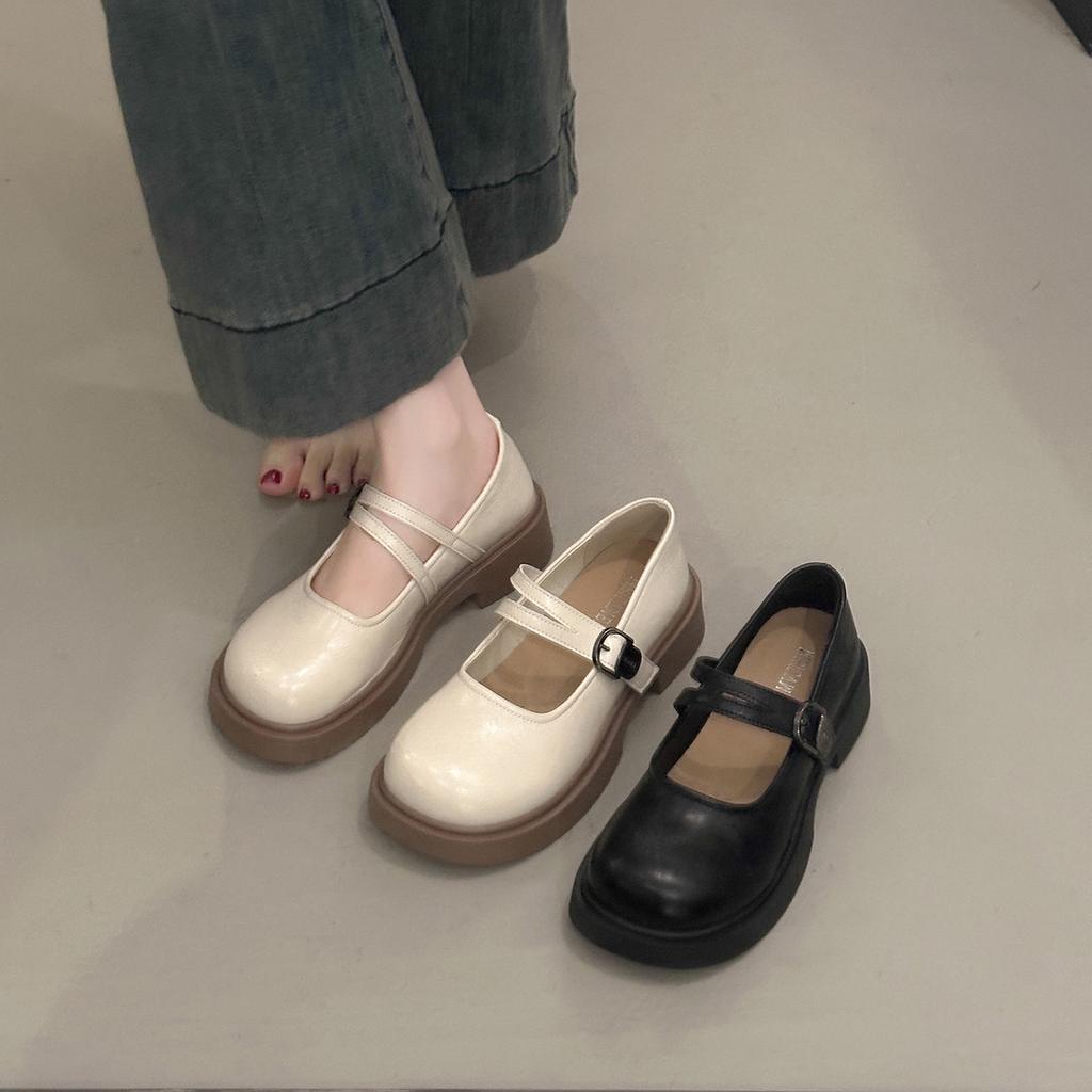 Модная женская обувь Мэри Джейн, новая летняя, ретро, с круглым носком, на плоской подошве, кожаная, к юбкам, универсальная, нежная, одинарная обувь