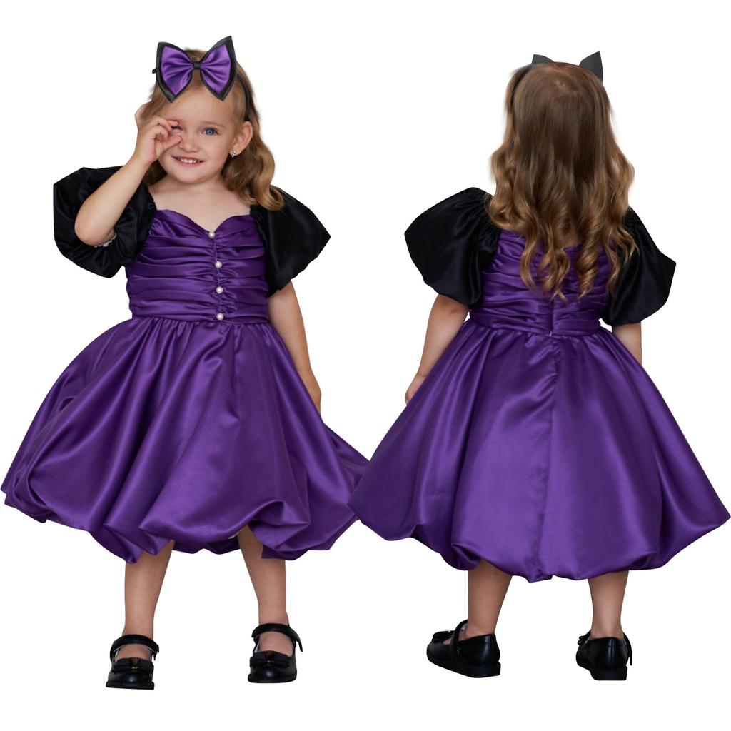 Платье для девочек на Хэллоуин, принтованное платье, костюм для ролевой игры ведьмы, костюм для косплея, маскарадный костюм