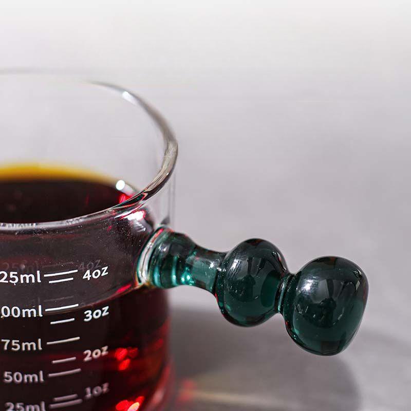 Small Glass Milk Cup Multifunction Espresso Extract Measuring Cup with Graduated Home Milk Pot Honey Ounce Cup Anti-hot Handle