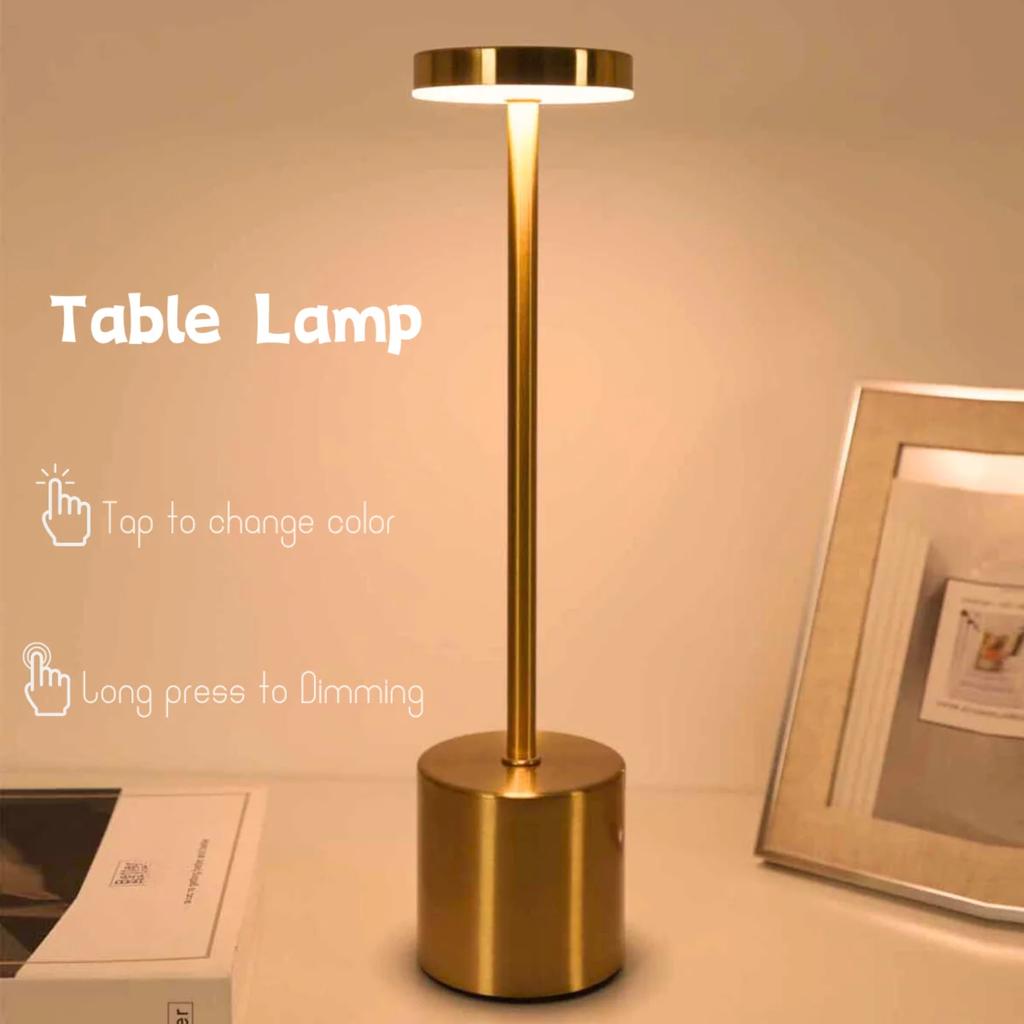 New Simple LED Rechargeable Metal Table Lamp Three Colors Bedside Creative Ambient Light Outdoor Decoration Night Light