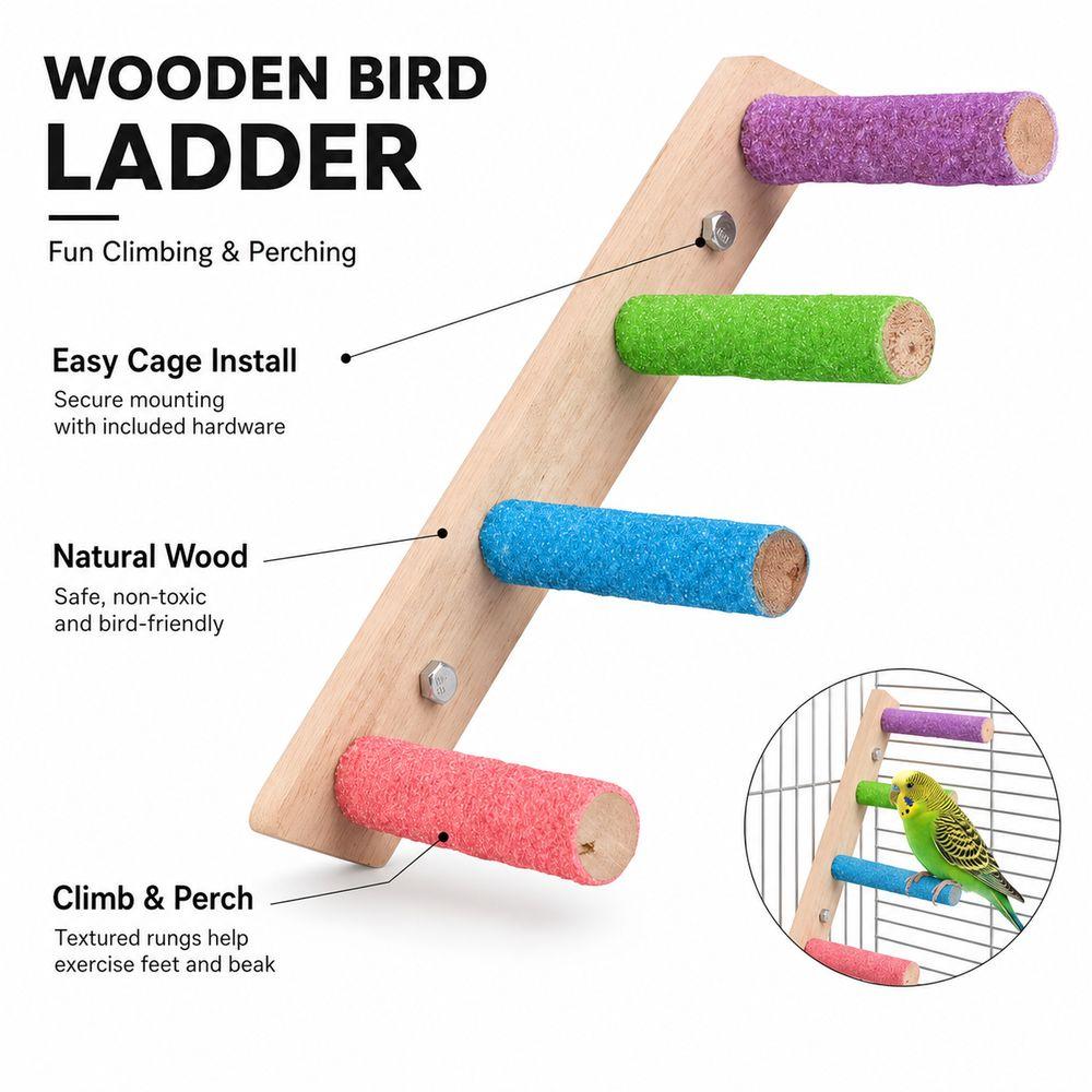 Colorful Perches Bird Ladder Wood Bird Climbing Toy New Bird Bridge Climbing And Perching