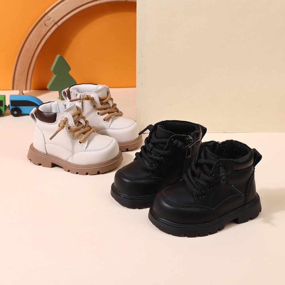 Autumn Baby Shoes Leather Boys Ankle Boots Soft Sole Zip Side Toddler Kids Girls Boots 15-25