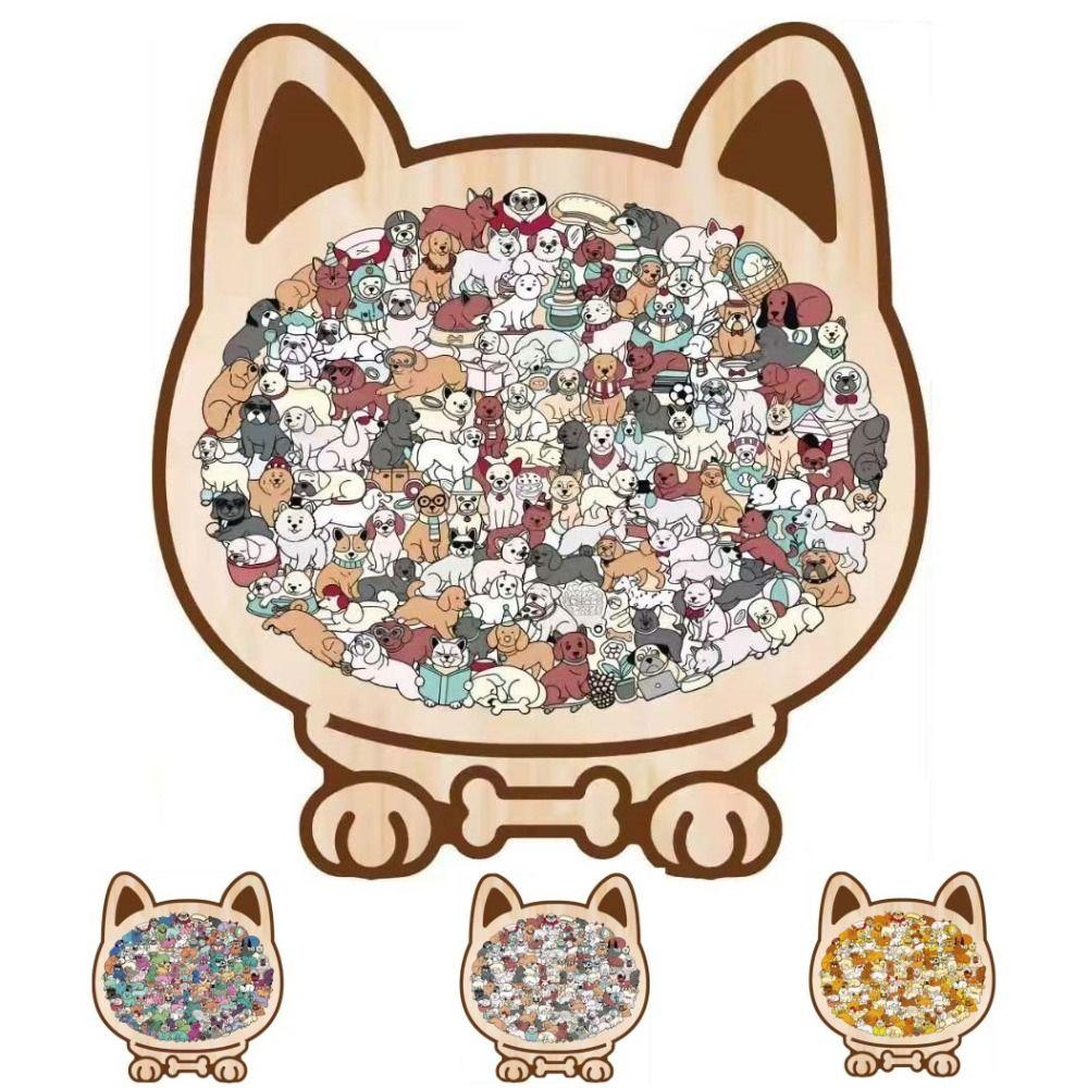 Animal Shape Dog Shaped Puzzle Thinking Training Children's Puzzle Puppies Wooden Puzzle  Kids Toy