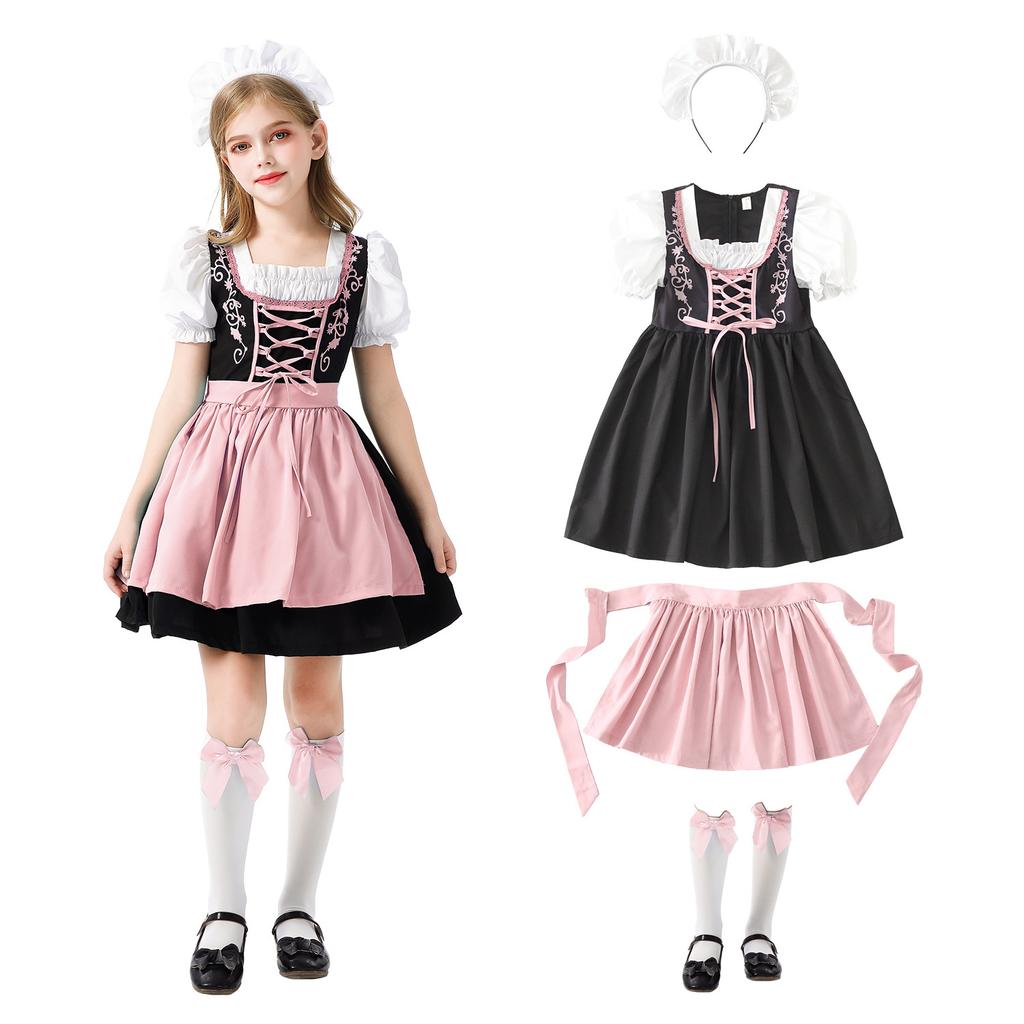 Bavaria Children's Costume Halloween Germany Munich Oktoberfest Girls Maid Dirndl Dress