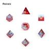 7 Pcs Red  Resin Golden Number Sharp Edge Dice Polyhedral Dice Suitable for Role-Playing RPG    Board Game