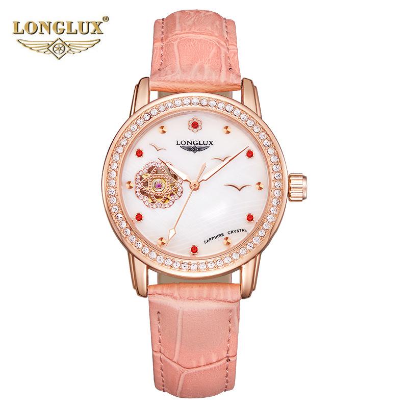 LONGLUX новые механические часы со скелетом женские автоматические водонепроницаемые модные трендовые женские часы