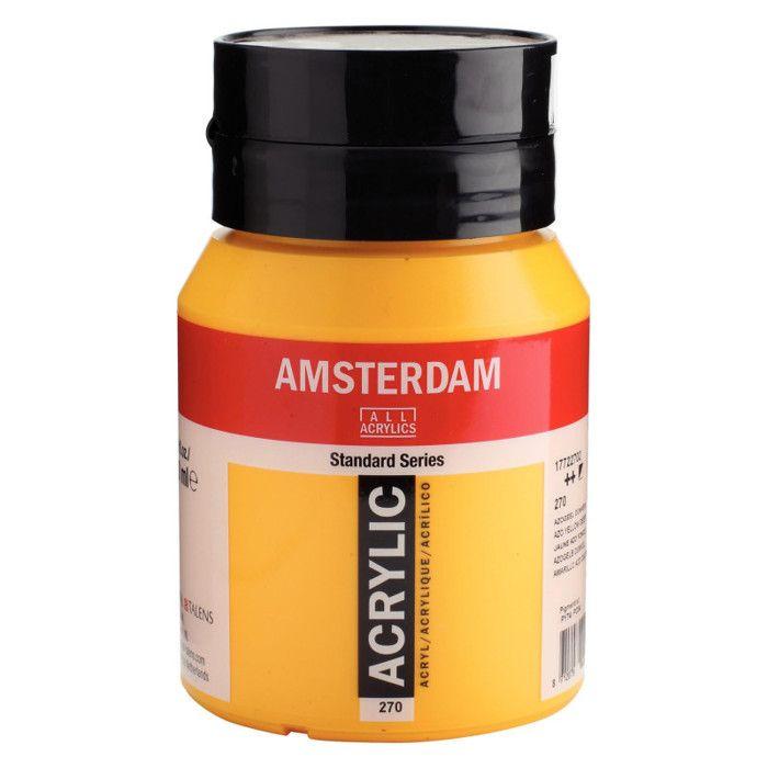 Peinture acrylique - Amsterdam - 500ml - Jaune profond - Résistance à la lumière - Durable
