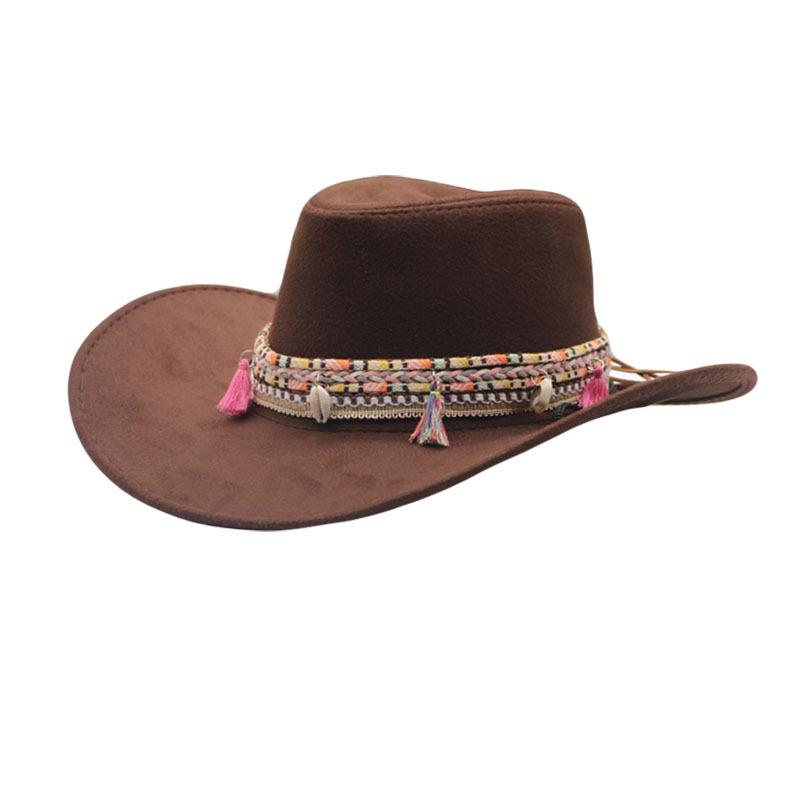 European, American and British style retro big-brimmed top hat, western style fringed decorative jazz cowboy hat, fashionable women's hat