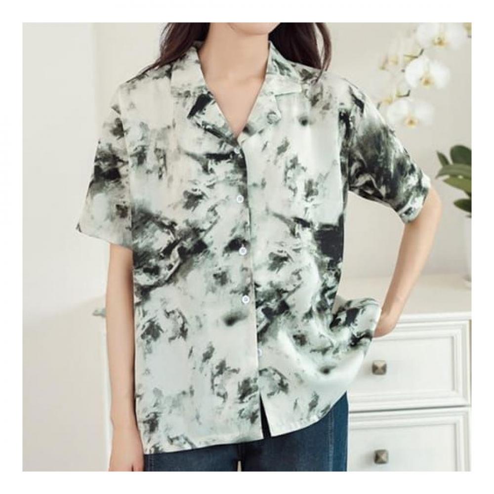 Navava Men Retro Print Slim Fit Short Sleeve Shirt Nb2063