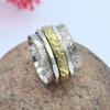 Handmade Two Tone Spinner Ring 925 Sterling Silver Jewelry For Christmas Gift