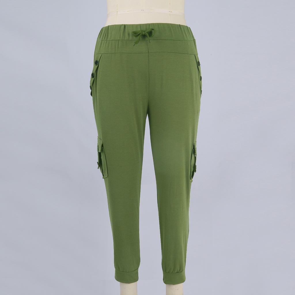 Женские однотонные повседневные брюки, спортивные штаны с высокой талией и шнурком, с карманами