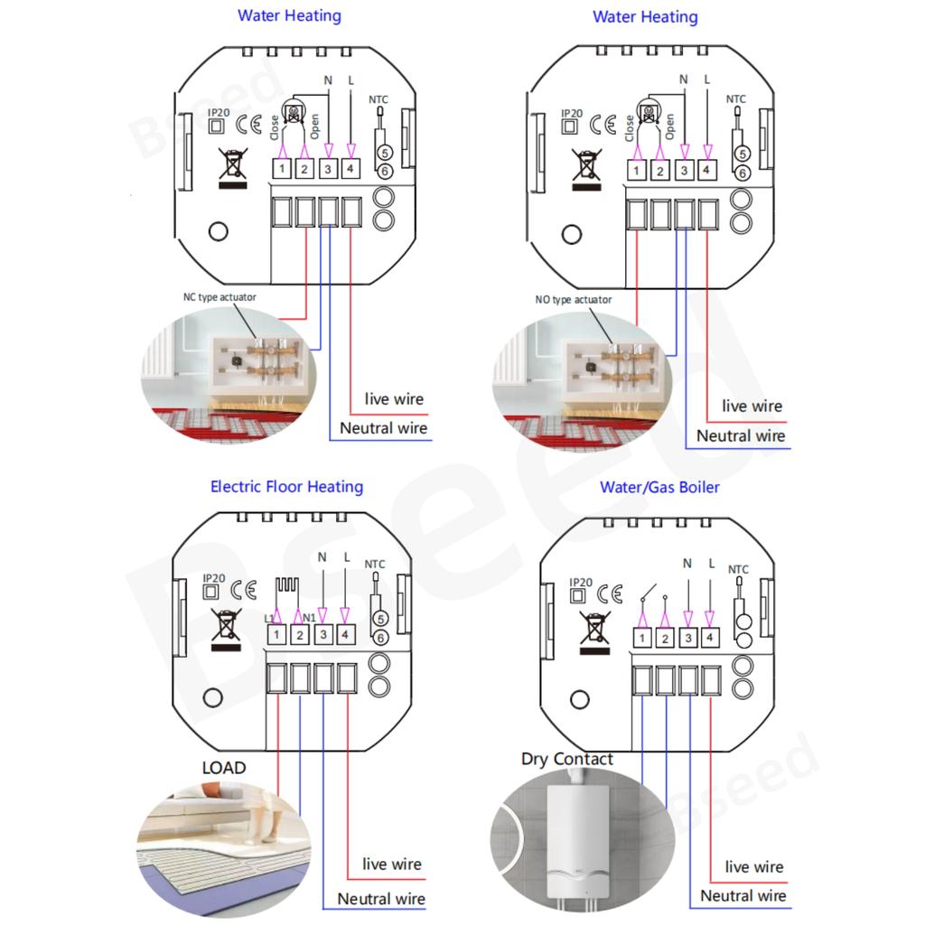 BSEED Светодиодный сенсорный экран Электрический подогрев пола Водонагреватель Комнатный термостат Модуль Часть Wi-Fi Alexa Контроллер температуры ПРИЛОЖЕНИЕ
