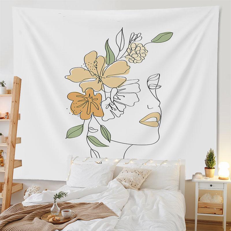 Богемный гобелен комната арт-деко фон ткань абстрактные геометрические лицо листья гобелен домашний декор