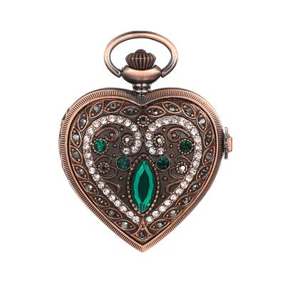 JEWELRYWE Карманный ретро античный кулон в форме сердца Аналоговый карманный кулон, совместимый с мужчинами и рождественским подарком на совершеннолетие Часы, Стиль, Ожерелье,