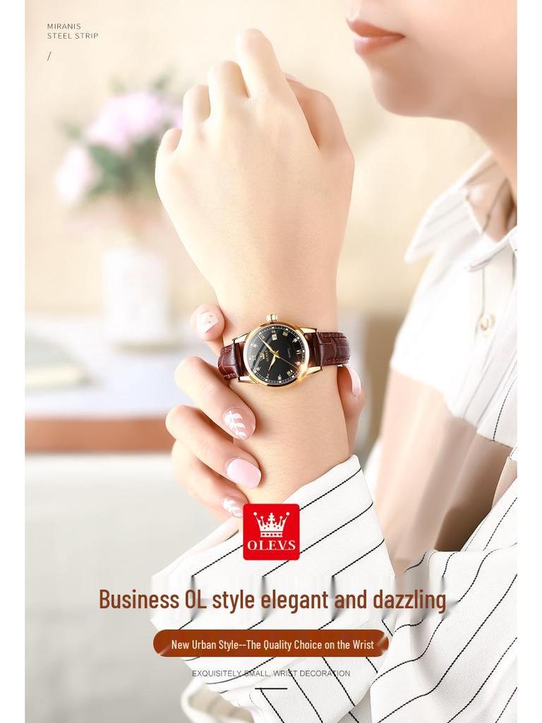 Женские водонепроницаемые кварцевые часы с двойным календарем, одобренные знаменитостями