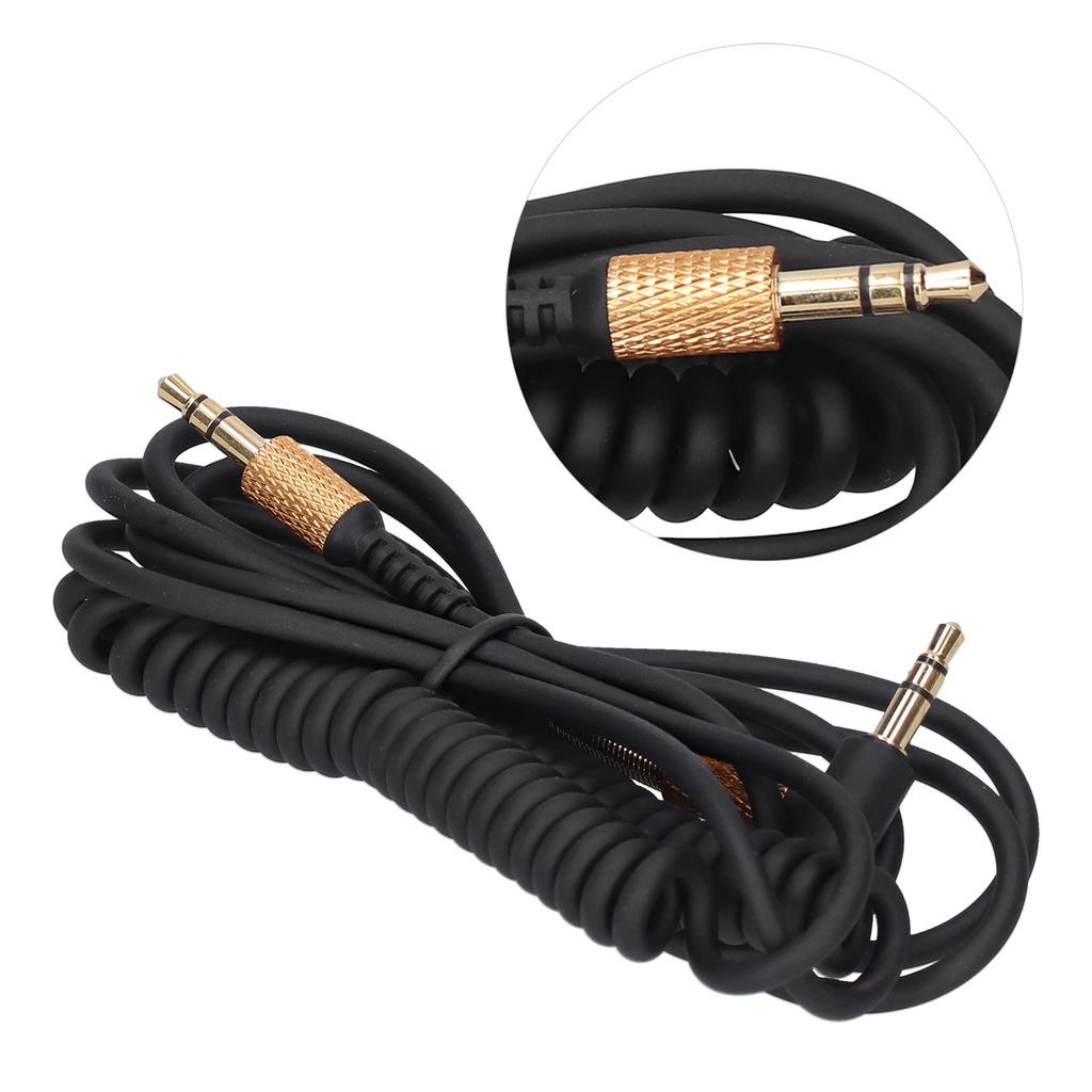 Headphone Male to Male AUX Coiled Cord Headset 3.5mm Audio Spring Cable Replacement