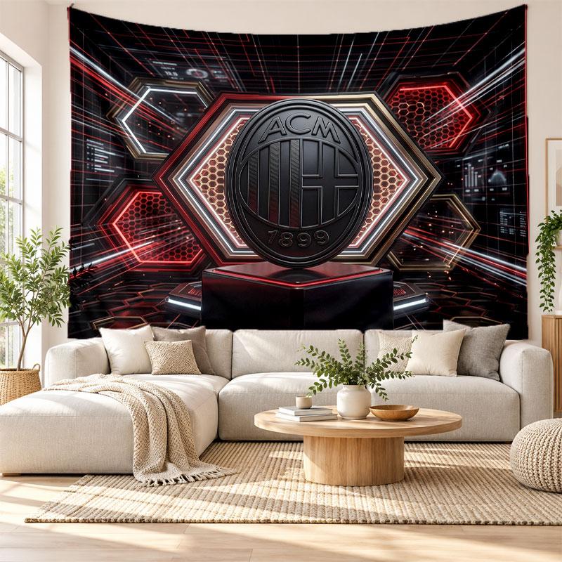 AC Milan Wall Tapestry, Soft Fabric Wall Hanging, Decorative Backdrop For Bedroom Home Wall Art