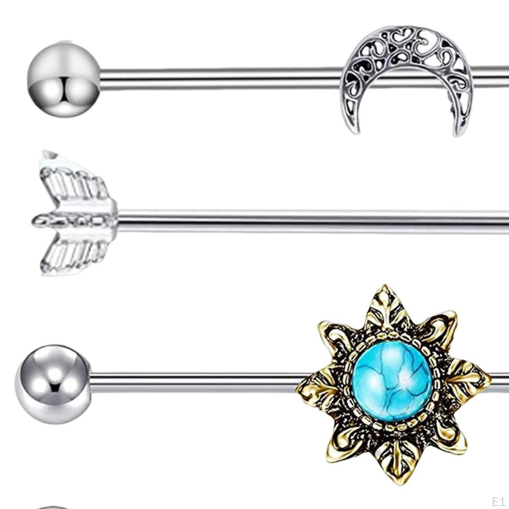 6x Industrial Barbell Earrings Cartilage Body Piercing Jewelry for Birthday Gifts