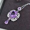 Sace Gems S925 стерлингового серебра 13 мм натуральный аметист кулон ожерелья для женщин помолвка коктейльная вечеринка ювелирные изделия