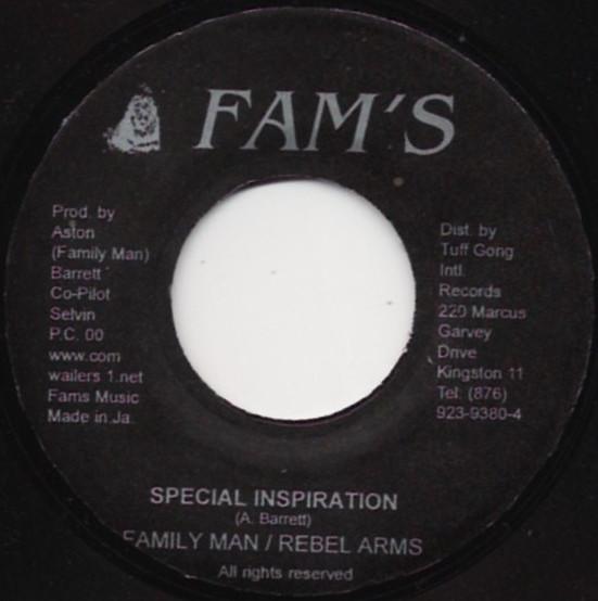 7-дюймовая пластинка ASTON "FAMILY MAN" BARRETT / REBEL - Special Inspiration / Wailers Seren NONE Fam's Ямайка Регги, Ска и Даб Б/У