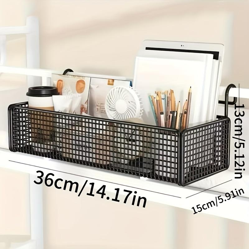 1pc Iron Bedside Storage Basket, Mesh Design Space Saving Under Bed Shelf, Bedroom Organizer and Storage Basket