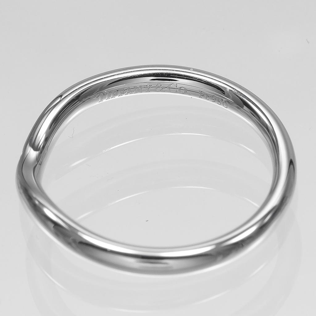 TIFFANY&Co. Curved band Ring Pt950Platinum/diamond #4.9(US Size) 3.7g Women Used