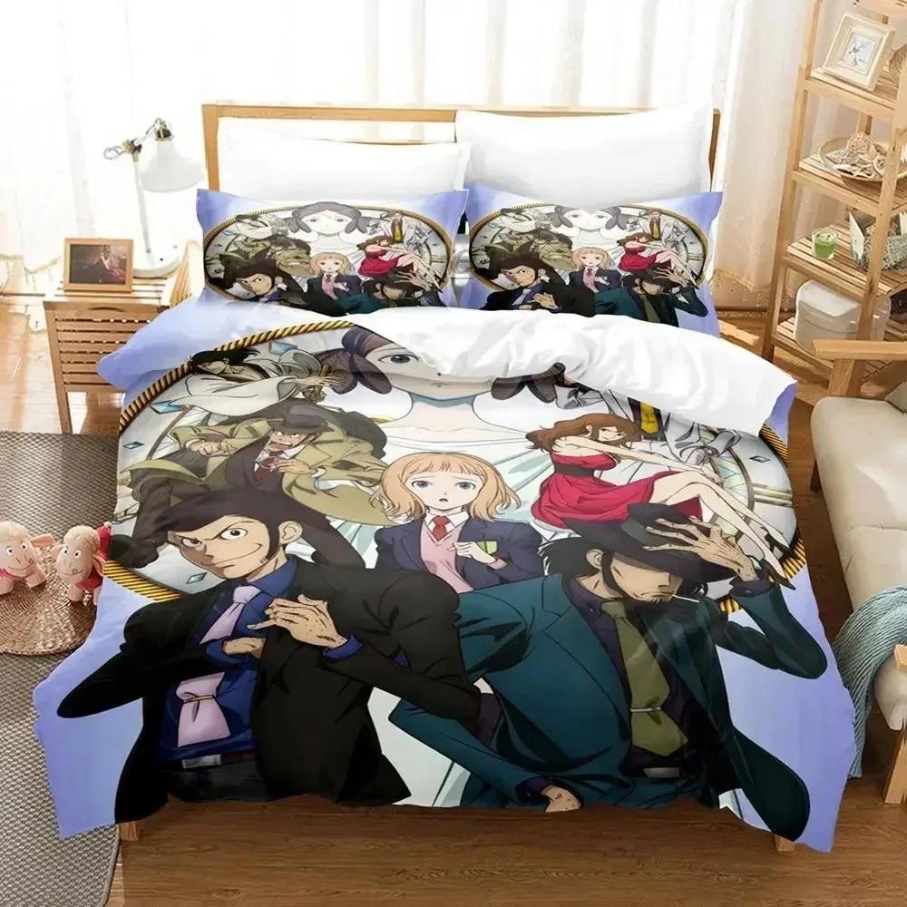 2/3pcs Cartoon L-Lupin the Third Mine Fujiko Duvet Cover and Pillowcase, Home Bedding Set,Bedroom Decoration,Boys and Girls Gift