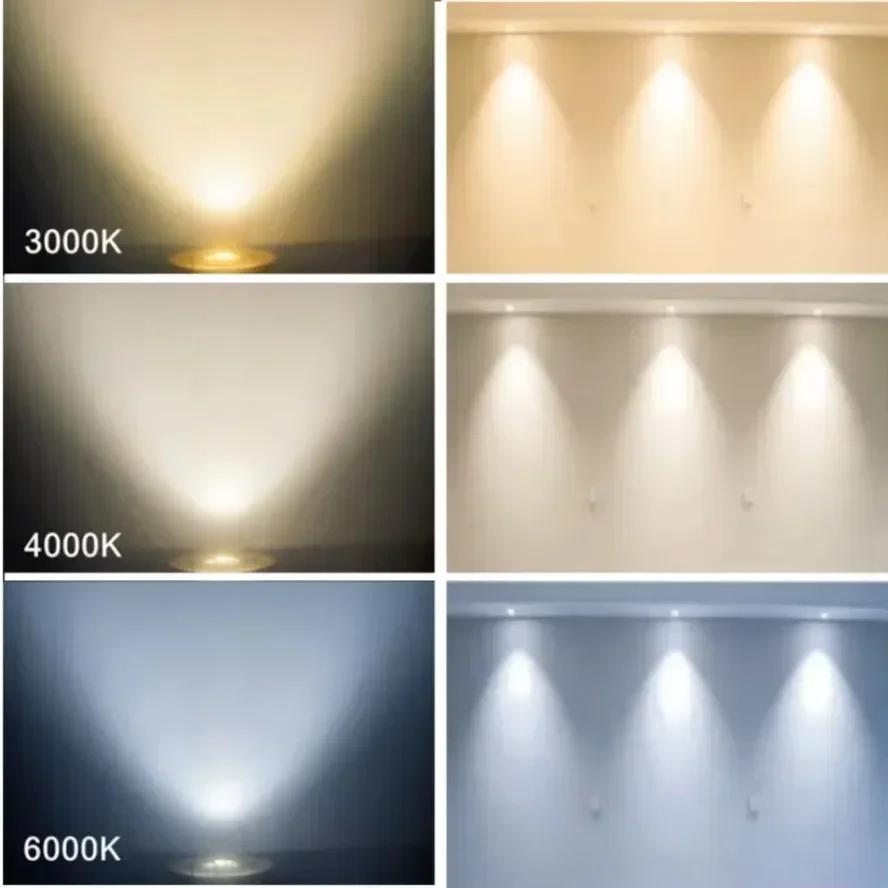 12V Mini COB LED Adjustable Recessed Downlight Driverless Cabinet Showcase Lighting White Body 5 10 Pack