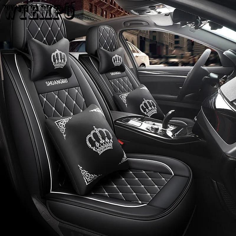 WTEMPO Чехлы на сиденья автомобиля Crown, полный комплект из 5 сидений, универсальные, подходят для большинства 5-местных автомобилей, внедорожников, грузовиков и фургонов.