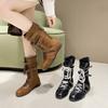 Martin Boots Autumn New Niche Round Head Lace-up Mid-tube Boots Niche Design Retro Trendy Fashion Boots