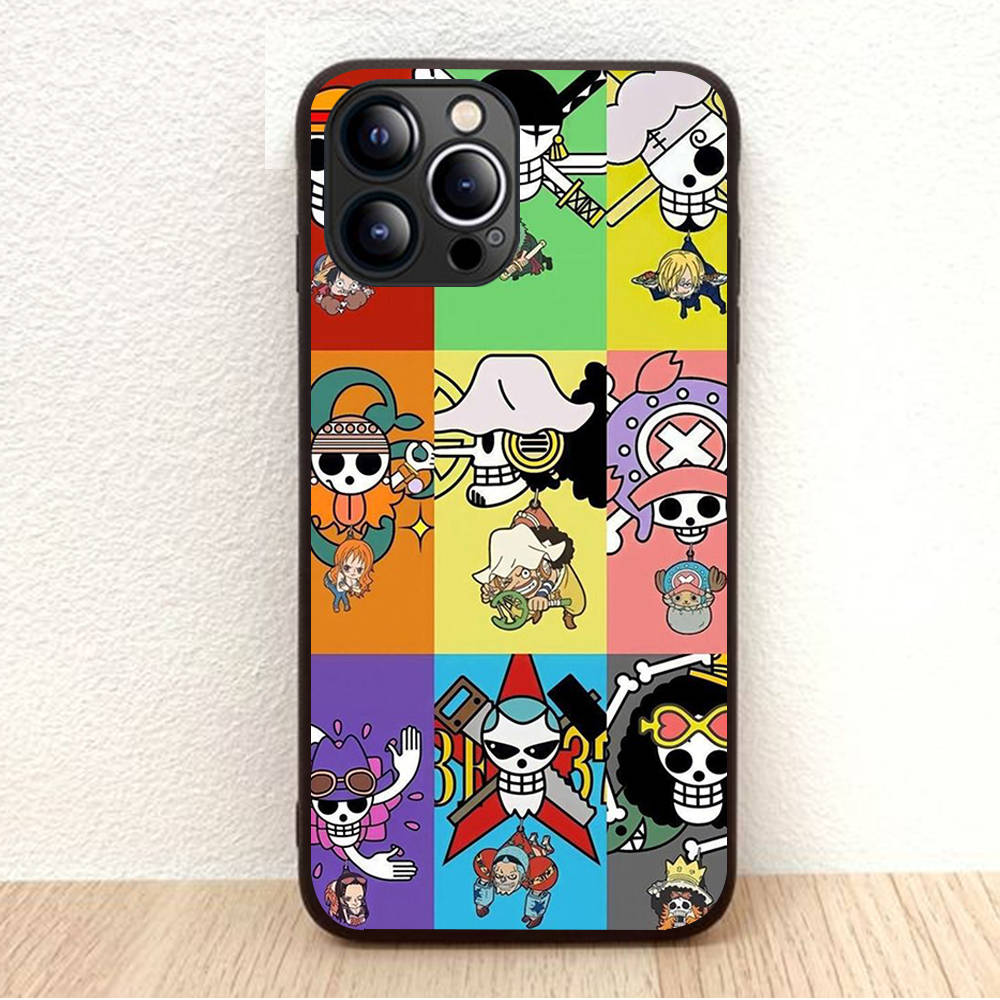 BW-2 Anime One Piece Soft Black Case for iPhone XR 14 15 11 12 13 6 7 8 X XS Pro Max Samsung S22 S23 S21 S24 FE Ultra S8 Plus