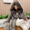 Autumn and Winter New Women's Fur Coat Imitation Fox Fur Long-Cut Coat Fashion Hooded Coat Winter Trench Coat