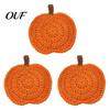 Crochet Pumpkin Cushion Handmade Coasters, Soft Polyester Coffee Mats, Fabric Coasters Autumn Themed Farmhouse Dining Accessories for Kitchen