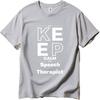 Черная Летняя Футболка для Мальчиков Keep Calm Логопед Короткий Рукав Мягкая Футболка с Круглым Вырезом Мужская Футболка Смешная Футболка Футболка с Круглым Вырезом