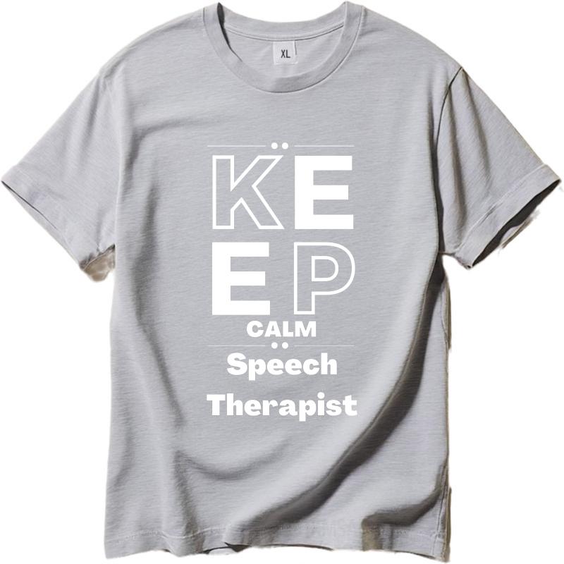 Черная Летняя Футболка для Мальчиков Keep Calm Логопед Короткий Рукав Мягкая Футболка с Круглым Вырезом Мужская Футболка Смешная Футболка Футболка с Круглым Вырезом