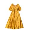 Retro Lantern Sleeve Heavy Industry Ruffles Dress Embroider