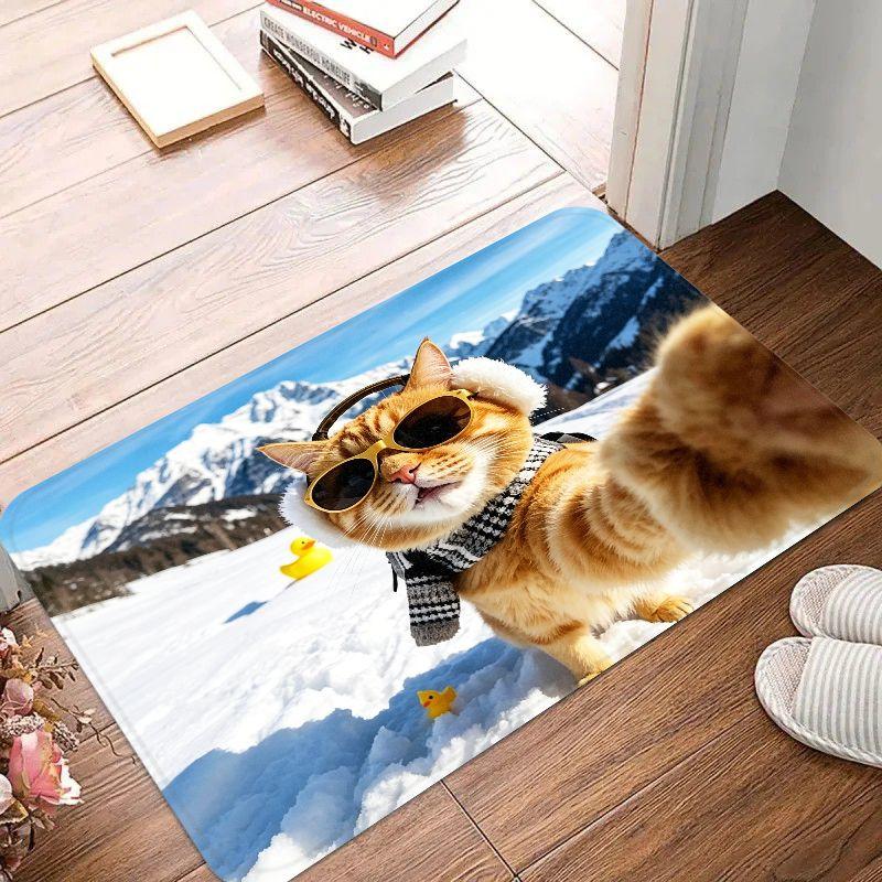 VIKAMA Fun Cute Pet Portrait Door Mat Non Slip Entrance Mat for Front Door Entryway Foyer Hallway Indoor Home Decor