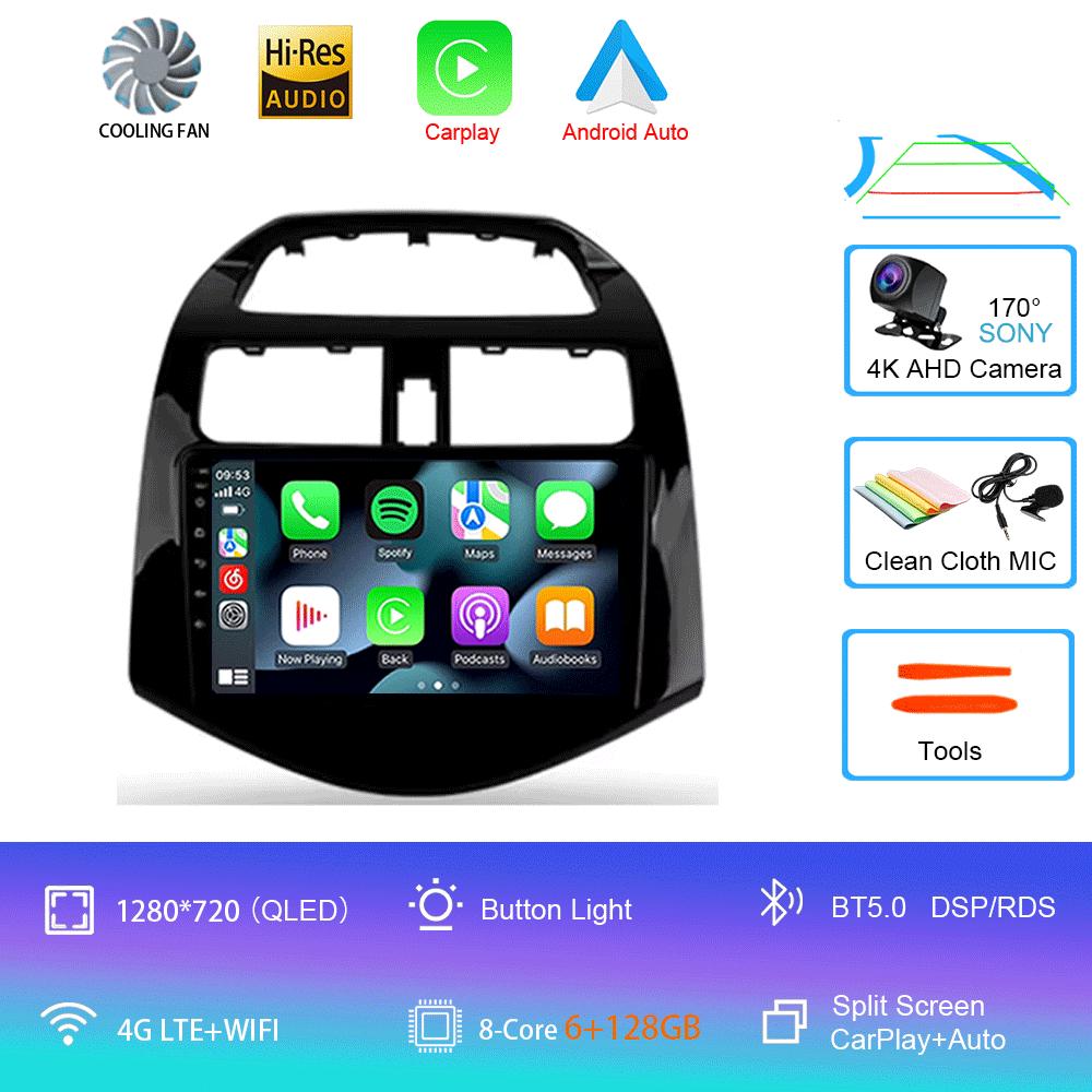 Автомобильный радиоприемник Android 14 Carplay Auto Multimedia Player для Chevrolet Spark Beat Matiz Creative 2009 - 2016 E53 X5 M5 2din Stereo