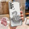 KEYSION Противоударный чехол из ТПУ с гальваническим покрытием для Samsung A52 A52S 5G, чехол-подставка с блестками и драгоценностями в виде лебедя для Galaxy A32 4G