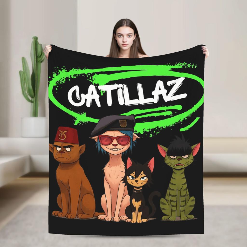 Племенной плед Gorillazs Punk Rock, супертеплый, эстетичный, плюшевый плед для дивана, кресла, дивана, кровати, путешествий, фланелевое покрывало, покрывало для кровати