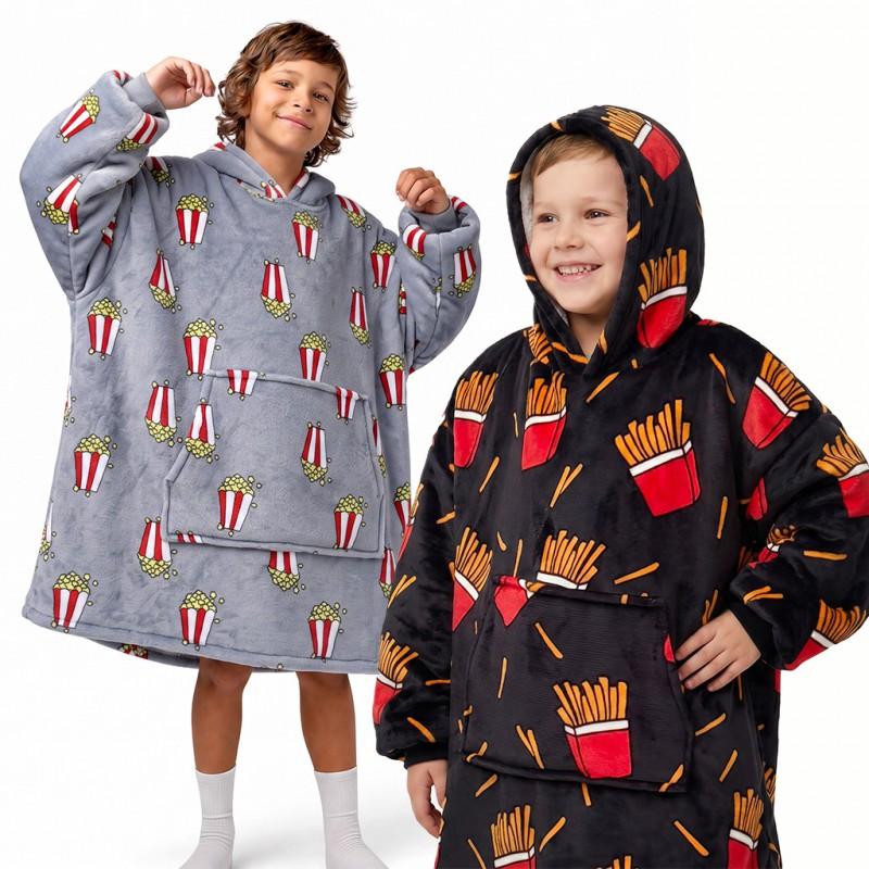 Custom Hooded Blanket Adults Kids Fleece Lined Thick Warm Winter Wearable