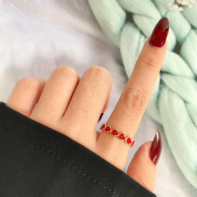 Новые креативные милые красочные двухслойные кольца в форме сердца с надписью «Любовь», винтажные металлические кольца в форме сердца для женщин и девочек, модные ювелирные изделия