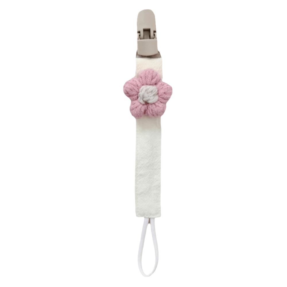 Plastic Flower Dummy Nipple Holder Plaid Embroidery Pacifier Clips Retro Baby Pacifier Chain Girls
